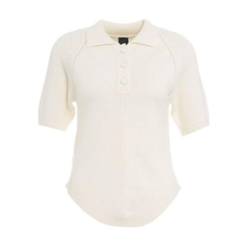 Italiaanse Gebreide Polo Shirt Pinko , White , Dames