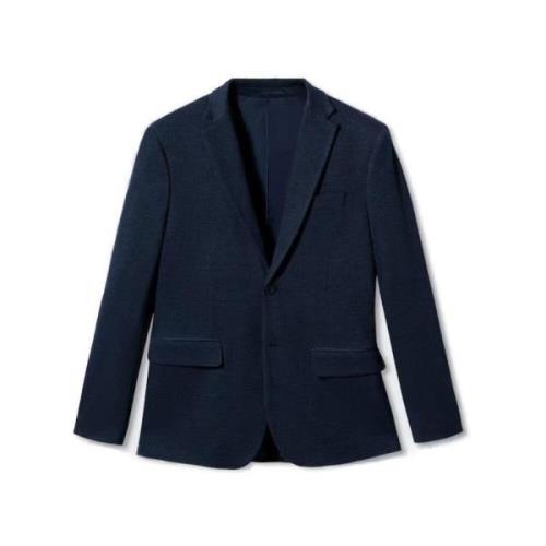 Blauwe Knoopsluiting Blazer Lente/Zomer Mannen Mango , Blue , Heren