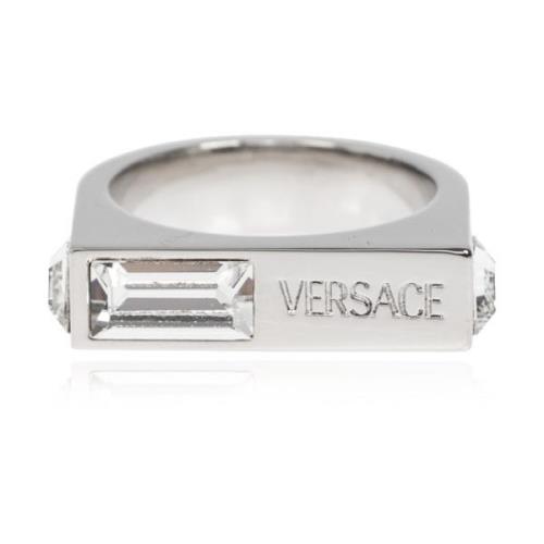 Ring met logo Versace , Gray , Heren