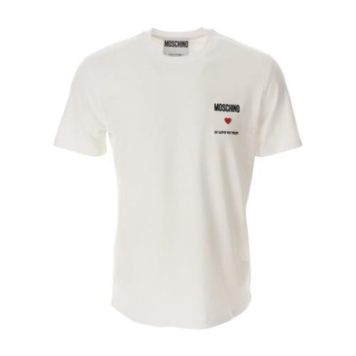 Liefde Vertrouwen Jersey T-shirt Moschino , White , Heren