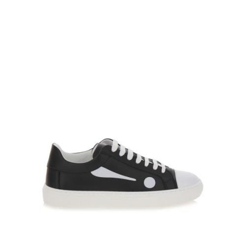 Symbool Sneakers Zwart Wit Contrast Moschino , Black , Dames