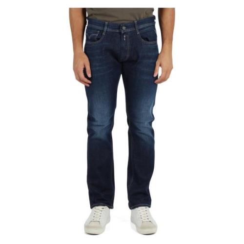 Comfort Fit Jeans met Vijf Zakken Replay , Blue , Heren