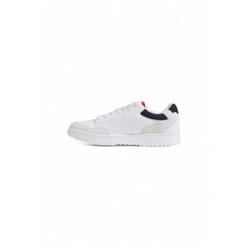 Witte Leren Sneakers met Rubberen Zool Tommy Hilfiger , White , Heren