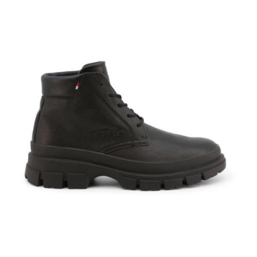 Heren Leren Enkellaarzen Ronde Neus Tommy Hilfiger , Black , Heren