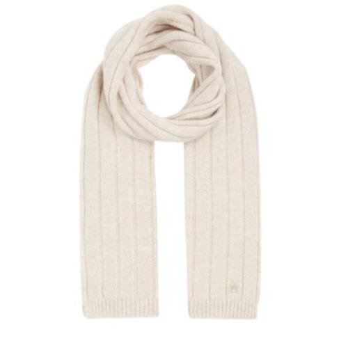 Zachte Cashmere Creme Gebreide Sjaal Tommy Hilfiger , Beige , Dames