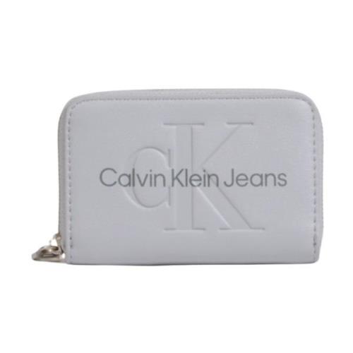 Grijze Bedrukte Ritsportemonnee Calvin Klein Jeans , Gray , Dames