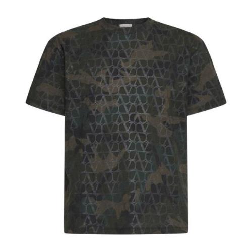 Camouflage en Toile Iconographe T-shirts Valentino , Black , Heren