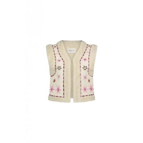 Ster Geborduurde Shearling Gilet Fabienne Chapot , Beige , Dames