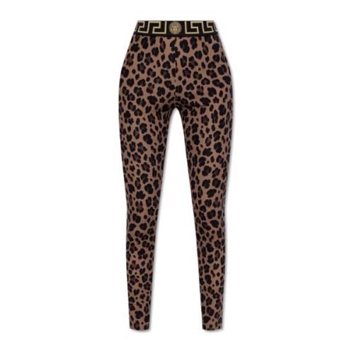 Logo leggings Versace , Brown , Dames