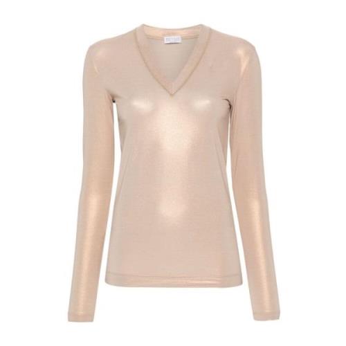 Luxe Katoenmix T-shirts en Polos Brunello Cucinelli , Beige , Dames