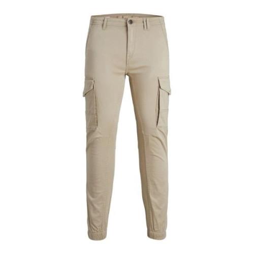 Beige Katoenen Broek met Rits Sluiting Jack & Jones , Beige , Heren