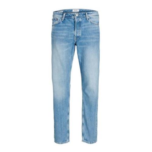 Blauwe Plain Zip Jeans Herfst/Winter Jack & Jones , Blue , Heren