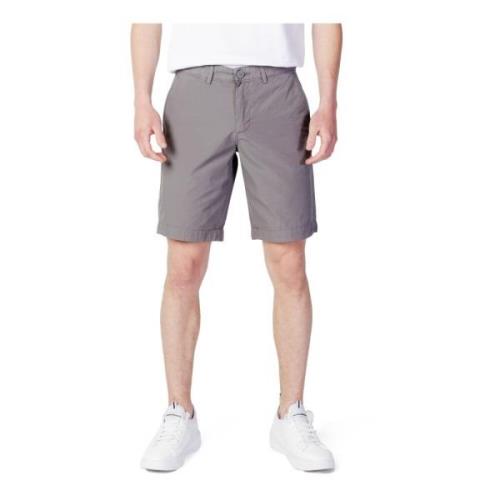 Grijze Katoenen Zip Shorts voor Mannen Napapijri , Gray , Heren