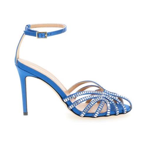 Rhinestone Embellished Stiletto Heel Sandals Semicouture , Blue , Dame...