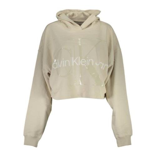 Beige hoodie met logo-applicatie Calvin Klein , Beige , Dames