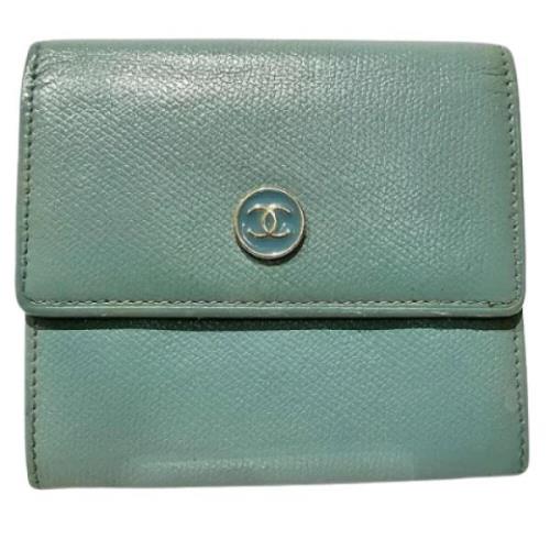 Pre-owned Leather wallets Chanel Vintage , Blue , Dames