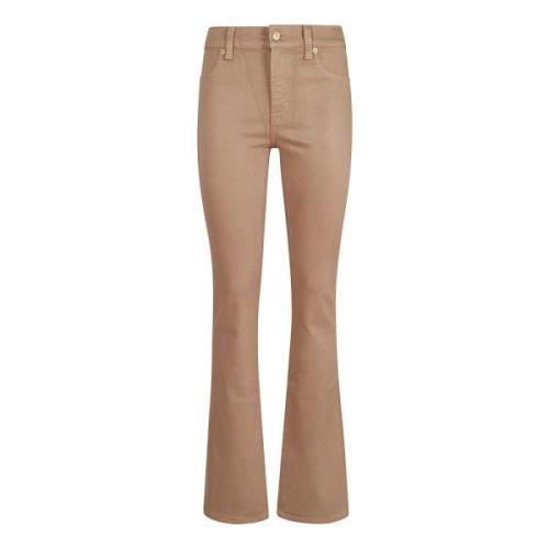 Coated Stretch Bootcut Broek 7 For All Mankind , Beige , Dames