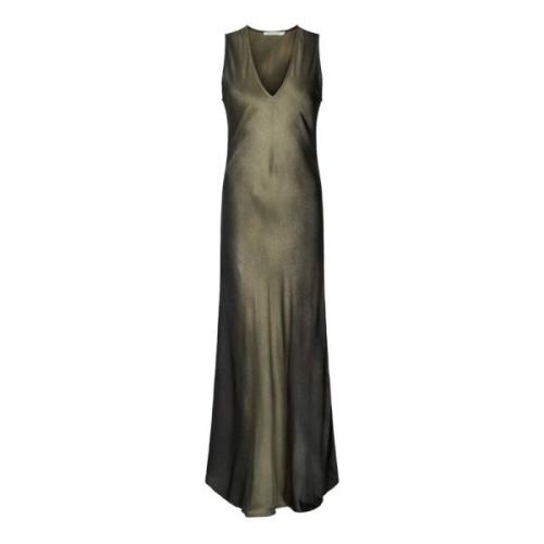 Feminine V-hals Jurk Venus Olive Rabens Saloner , Green , Dames