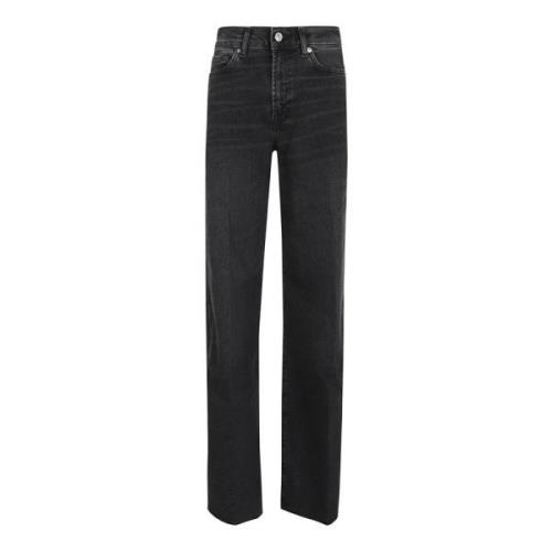 Zwarte Flare Jeans Hoge Taille 7 For All Mankind , Black , Dames