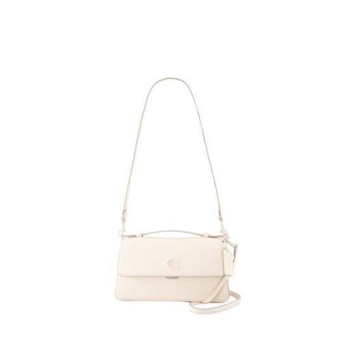 Beige Leren Crossbody Tas met Klep Coach , Beige , Dames