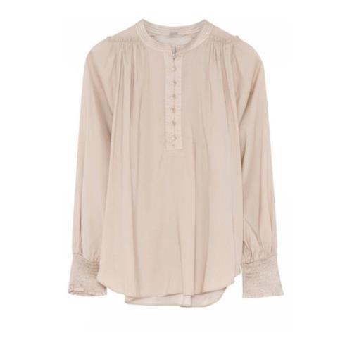 Smock Manchet Blouse Beach Sand Gustav , Beige , Dames