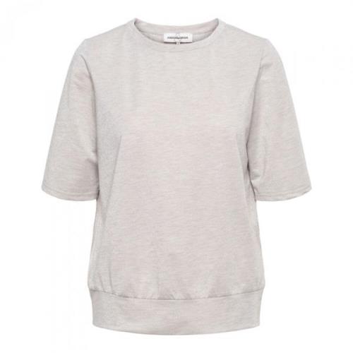 Melange Jersey Top met 3/4 Mouwen &Co Woman , Beige , Dames