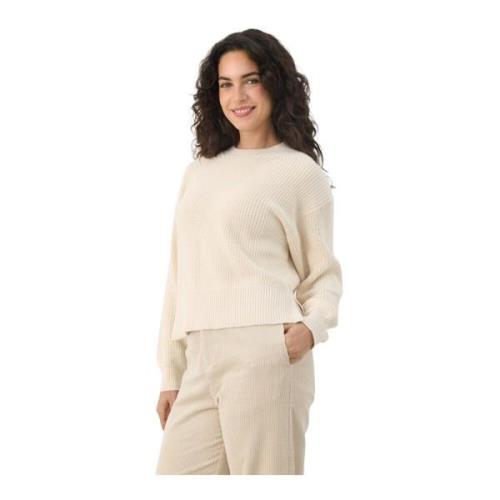 Rib Gebreide Trui Whitecap Gray Part Two , Beige , Dames