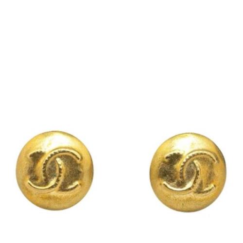 Pre-owned Metal earrings Chanel Vintage , Yellow , Dames