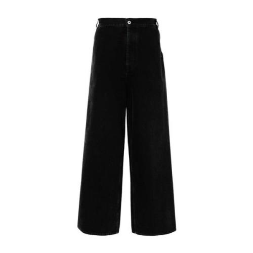 Zwarte Wide Leg Denim Jeans Off White , Black , Heren