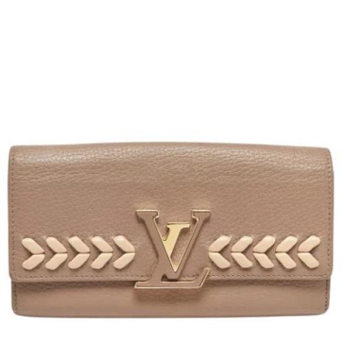 Pre-owned Leather wallets Louis Vuitton Vintage , Beige , Dames