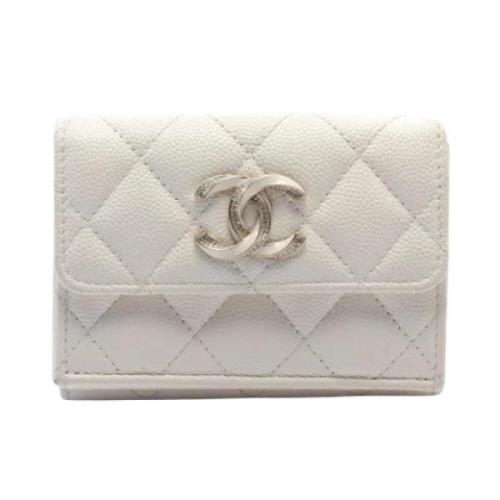 Pre-owned Leather wallets Chanel Vintage , White , Dames