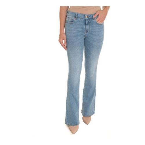 Flared Denim Jeans met Aanpasbare Letters Tramarossa , Blue , Dames