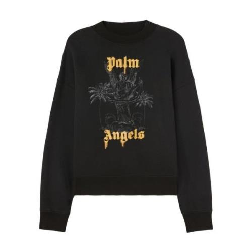 Logo Print Crew Neck Sweater Palm Angels , Black , Heren