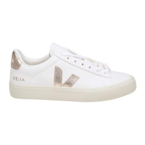 Witte Leren Sneakers Ronde Neus Veja , White , Dames