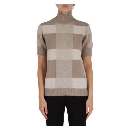 Geruite Wol Cashmere Coltrui Emporio Armani , Beige , Dames