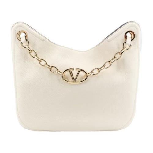 Leren schoudertas met VLogo Signature Valentino Garavani , White , Dam...