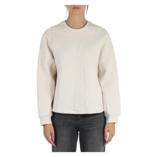 Katoen Logo Sweater Armani Exchange , Beige , Dames