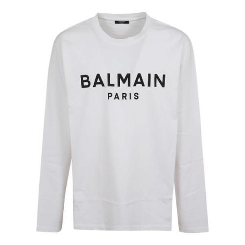 Klassiek Wit Katoenen T-shirt Balmain , White , Heren