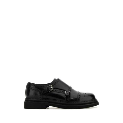 Zwarte Monk Strap Leren Schoenen Dolce & Gabbana , Black , Heren