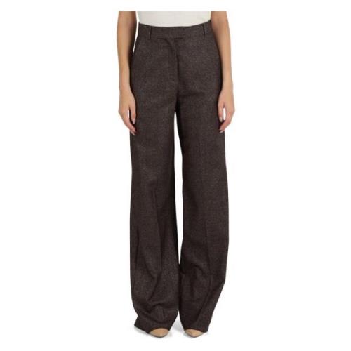 Wijde Pijp Wolmix Lurex Broek Marella , Brown , Dames