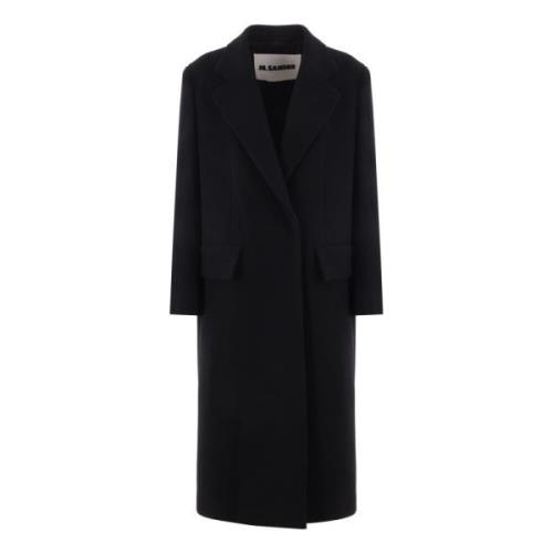 Zwarte Jas Elegante Klassieke Stijl Jil Sander , Black , Dames