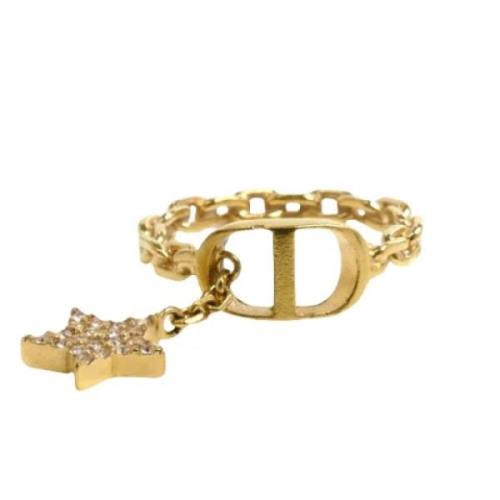 Pre-owned Metal rings Dior Vintage , Yellow , Dames