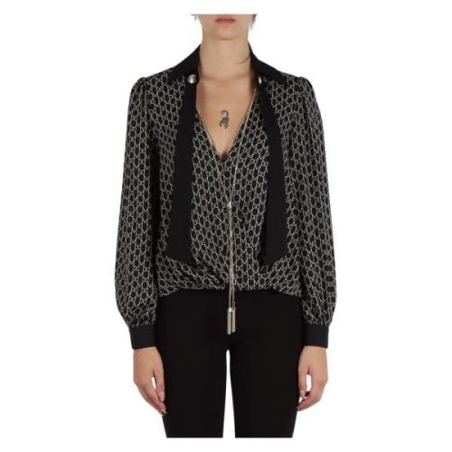 Blouse met logo print en afneembare ketting Marciano , Black , Dames