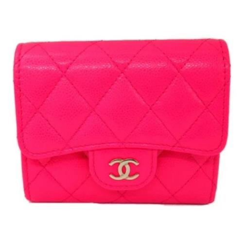 Pre-owned Leather wallets Chanel Vintage , Pink , Dames