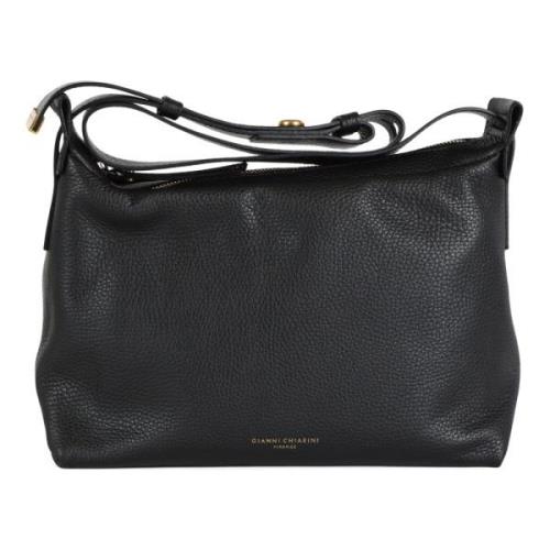 Gehamerd leren schoudertas Oriana Gianni Chiarini , Black , Dames