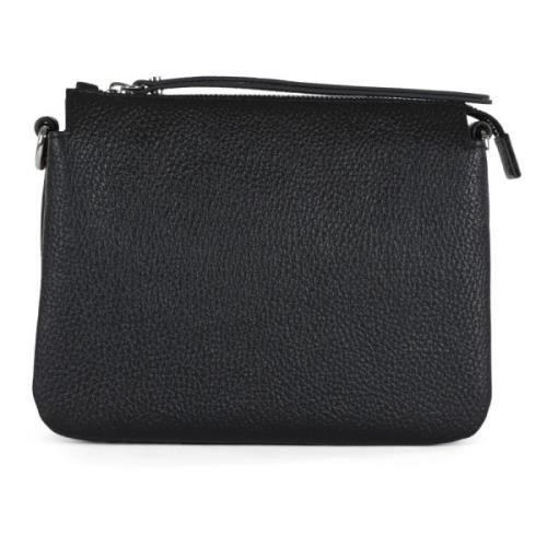 Geperste leren clutch met afneembare band Gianni Chiarini , Black , Da...