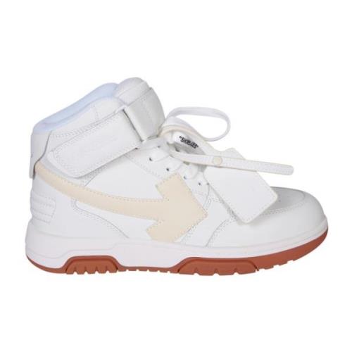 Witte Mid-Top Sneakers Moderne Stijl Off White , White , Dames