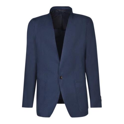 Blauwe Linnen Blazer Elegante Stijl Tagliatore , Blue , Heren