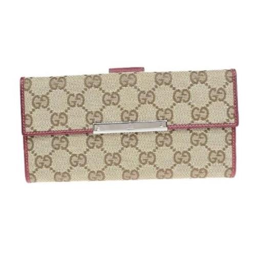 Pre-owned Canvas wallets Gucci Vintage , Beige , Dames