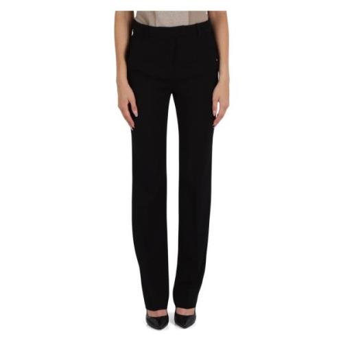 Diagonale Stoffen Broek met Knoopsluiting Emporio Armani , Black , Dam...